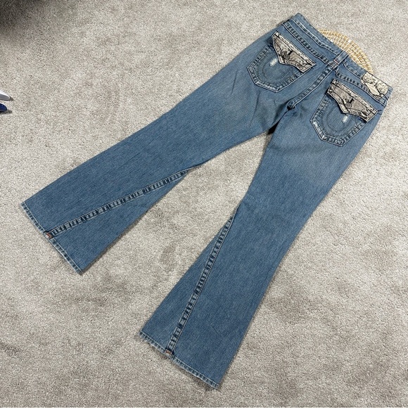 True Religion Women’s Snakeskin Flap Pockets Joey Boot Cut Jeans Low Rise 30 - Picture 6 of 15